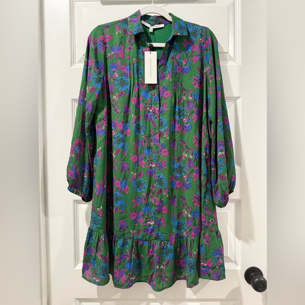 Collective Concepts Green Floral Mini Dress